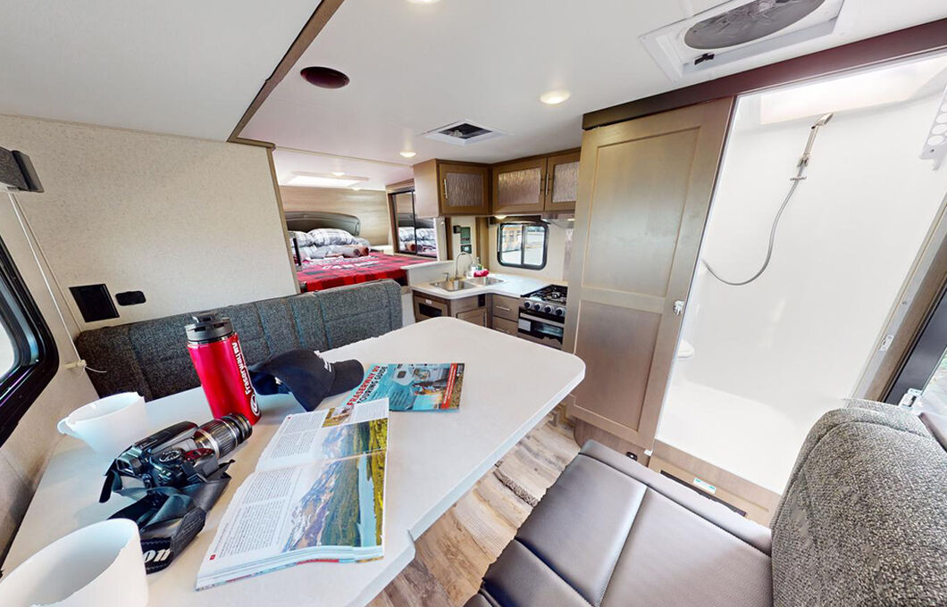 Rent A Truck Camper Slide Dinette | Fraserway RV Rentals | Fraserway RV